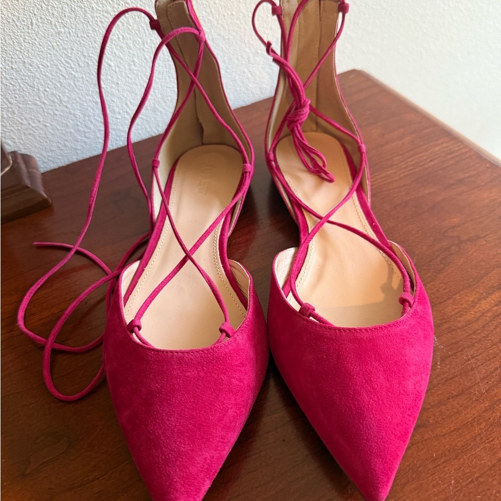 J. Crew Fuchsia Lace-Up Heels